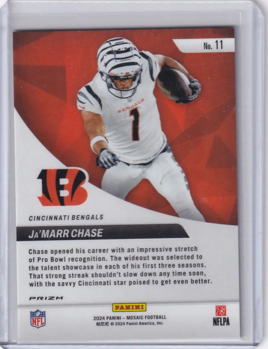 2024 Panini Mosaic Green Elevate Ja’Marr Chase football trading card Cincinnati Bengals