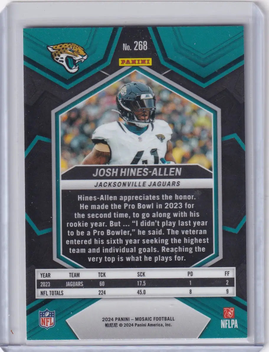 Football trading card of Josh Hines-Allen from Panini Mosaic National Pride series