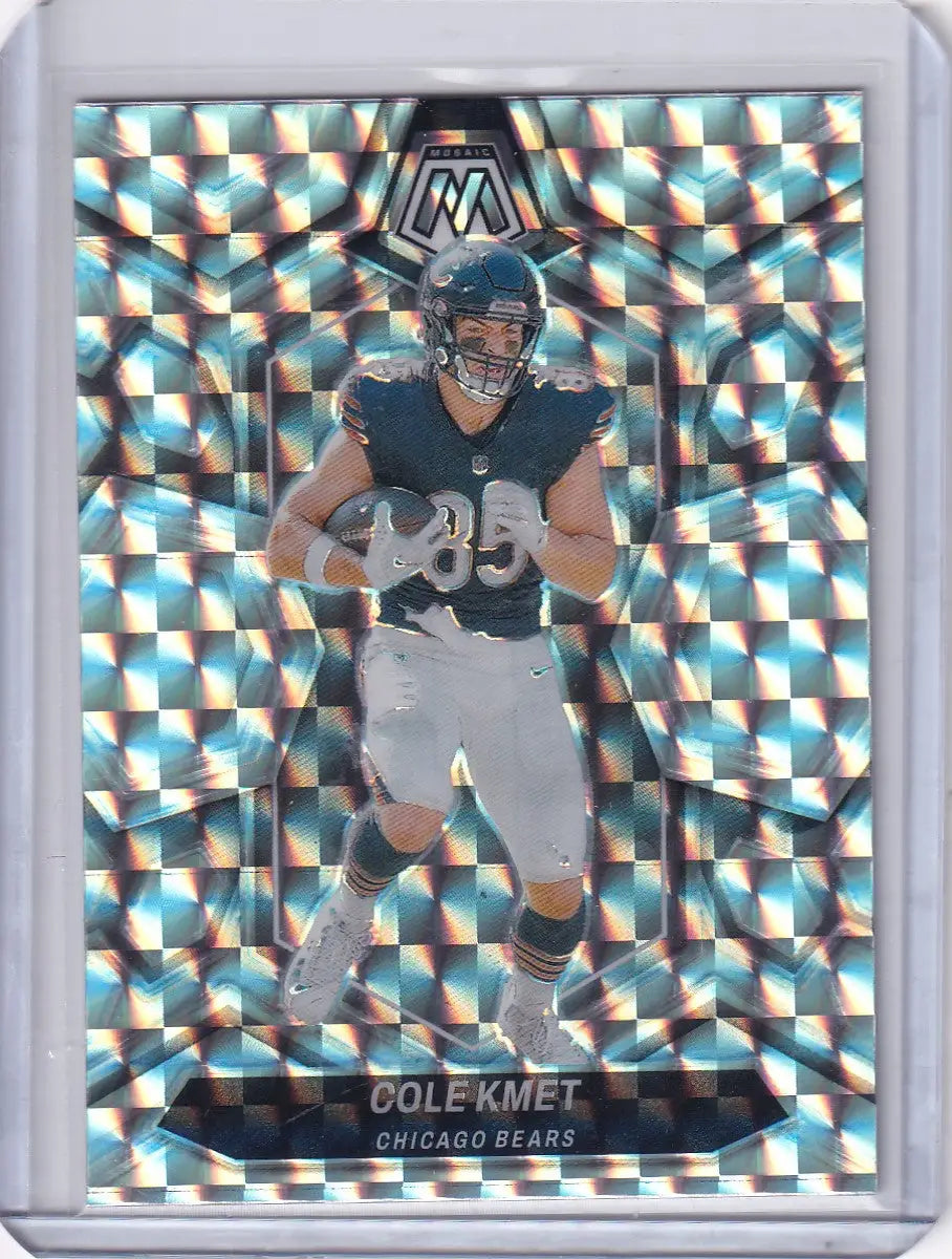 Mosaic Prizm football card of Cole Kmet for Chicago Bears from Panini Mosaic Prizm series