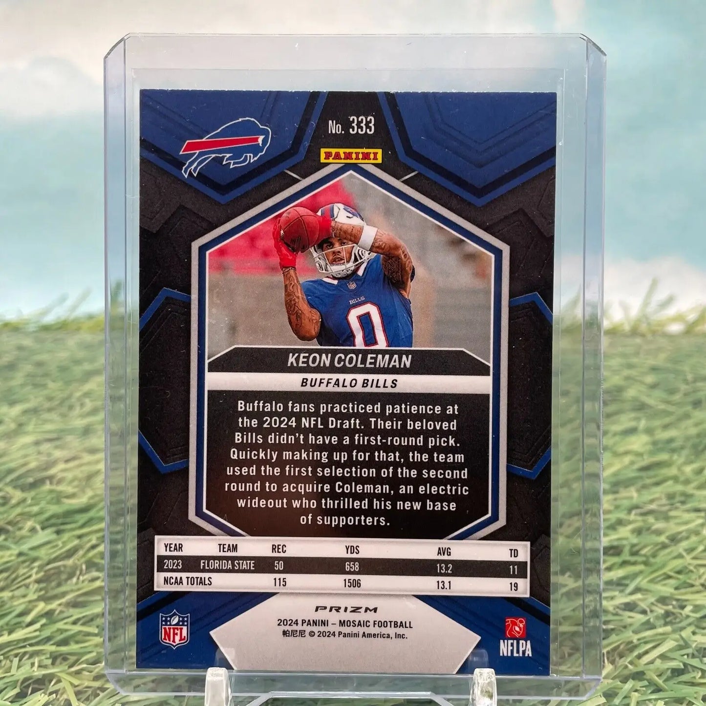 Keon Coleman Buffalo Bills Rookie Card from 2024 Panini Mosaic Prizm Green #333