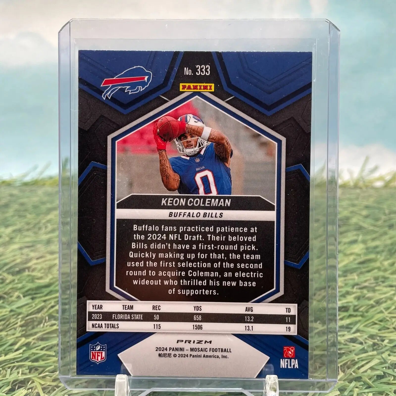 Keon Coleman Buffalo Bills Rookie Card from 2024 Panini Mosaic Prizm Green #333