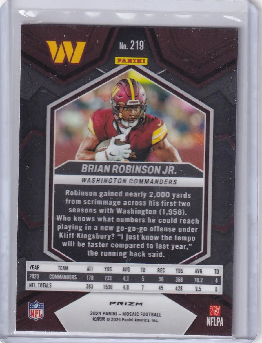 2024 Panini Mosaic Red Prizm #219 Brian Robinson Jr. - Washington Commanders