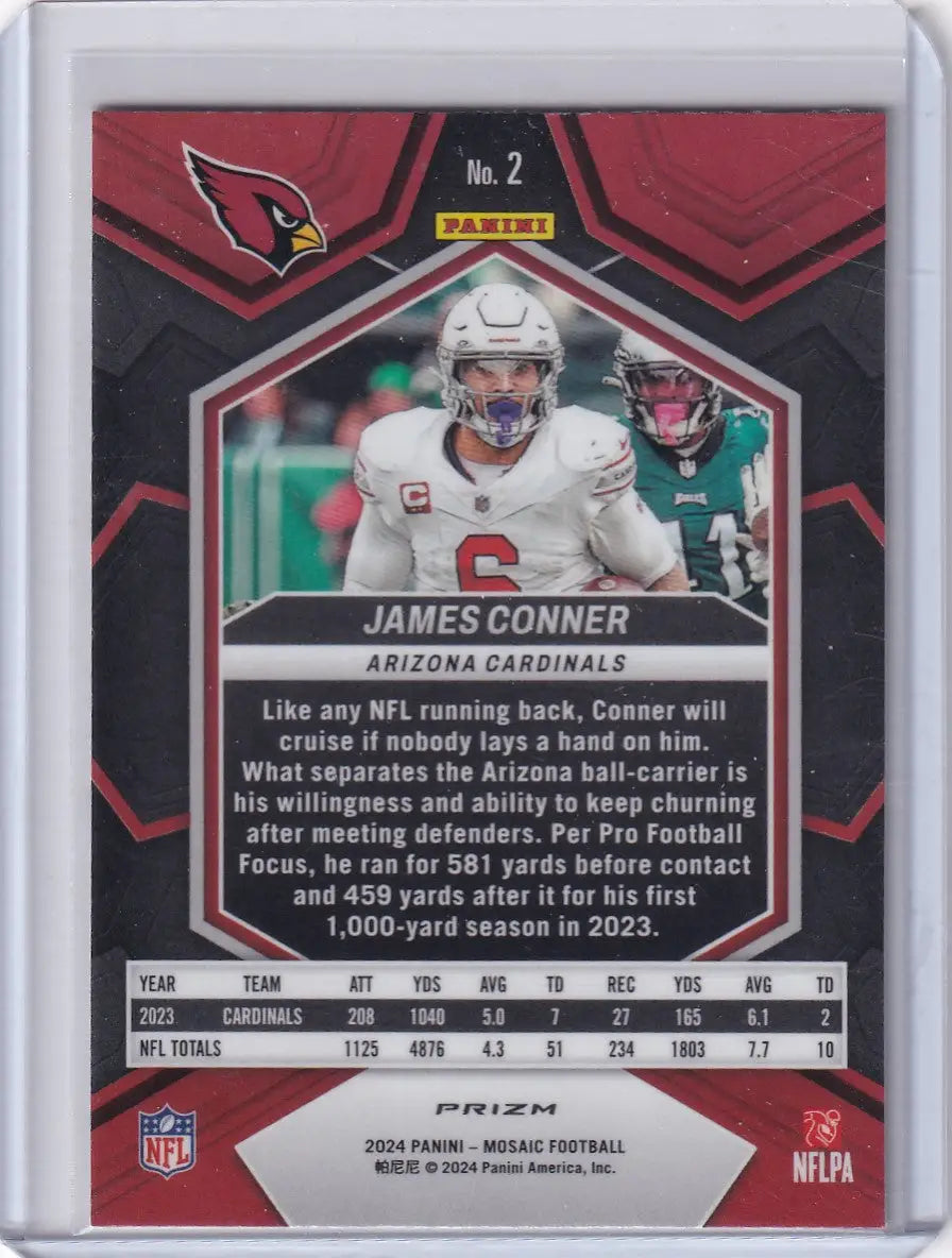 Football trading card of James Conner Arizona Cardinals Panini Mosaic Silver Reactive