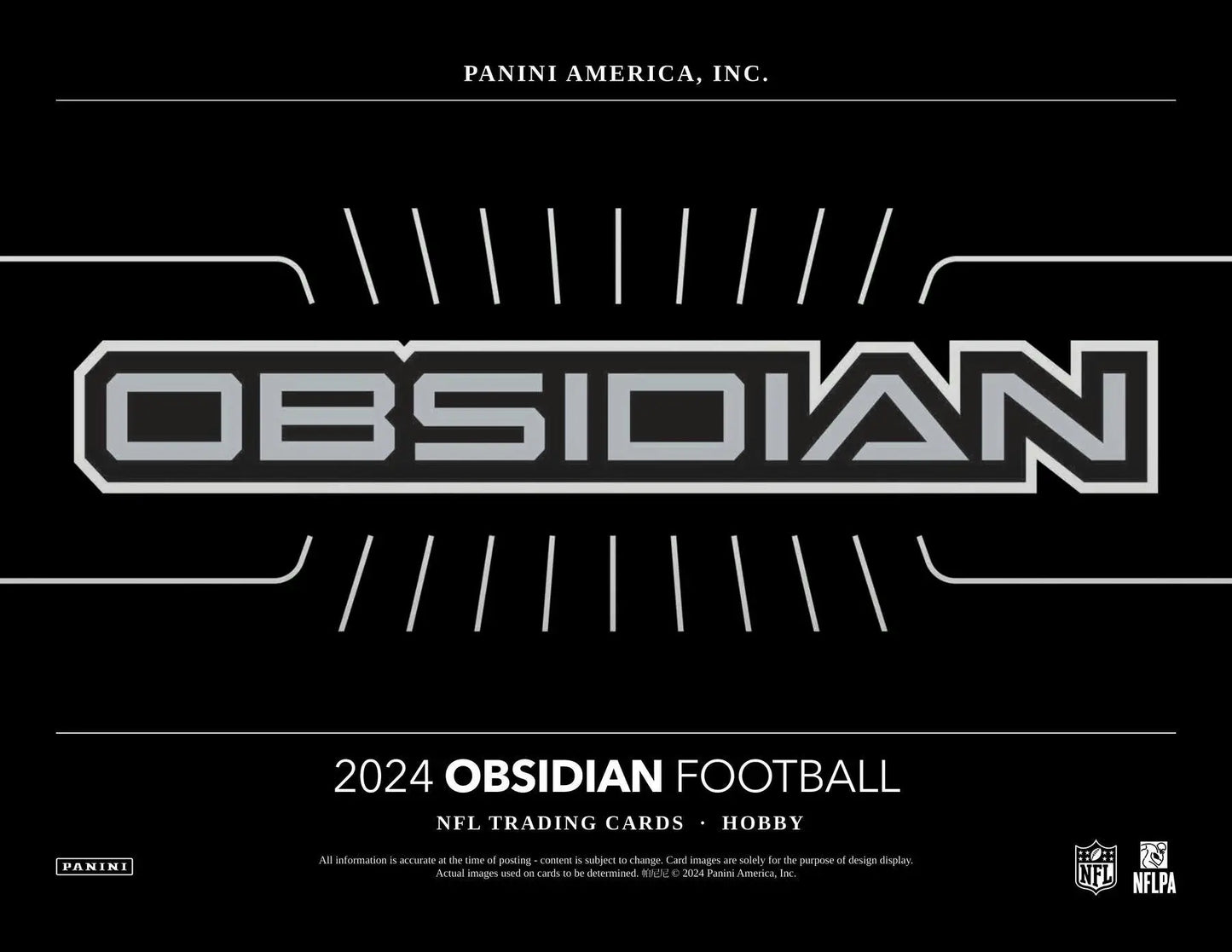 Obsidian football trading card design from the 2024 Panini Obsidian Football Hobby Box