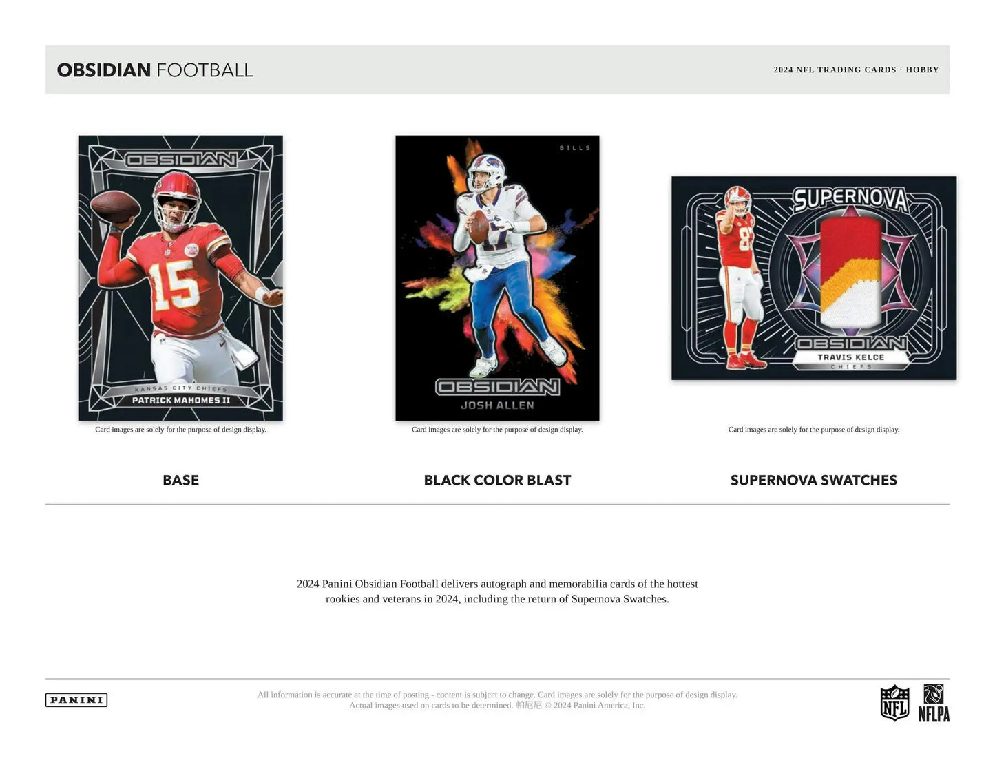 Football trading cards from 2024 Panini Obsidian Football Hobby Box featuring obsidian football gear