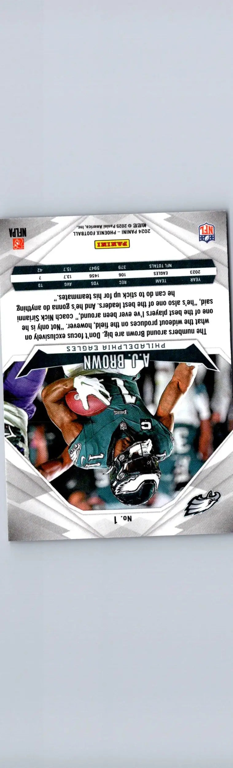 A.J. Brown football card from Panini Phoenix Brown Hyper 2024 Panini card collection