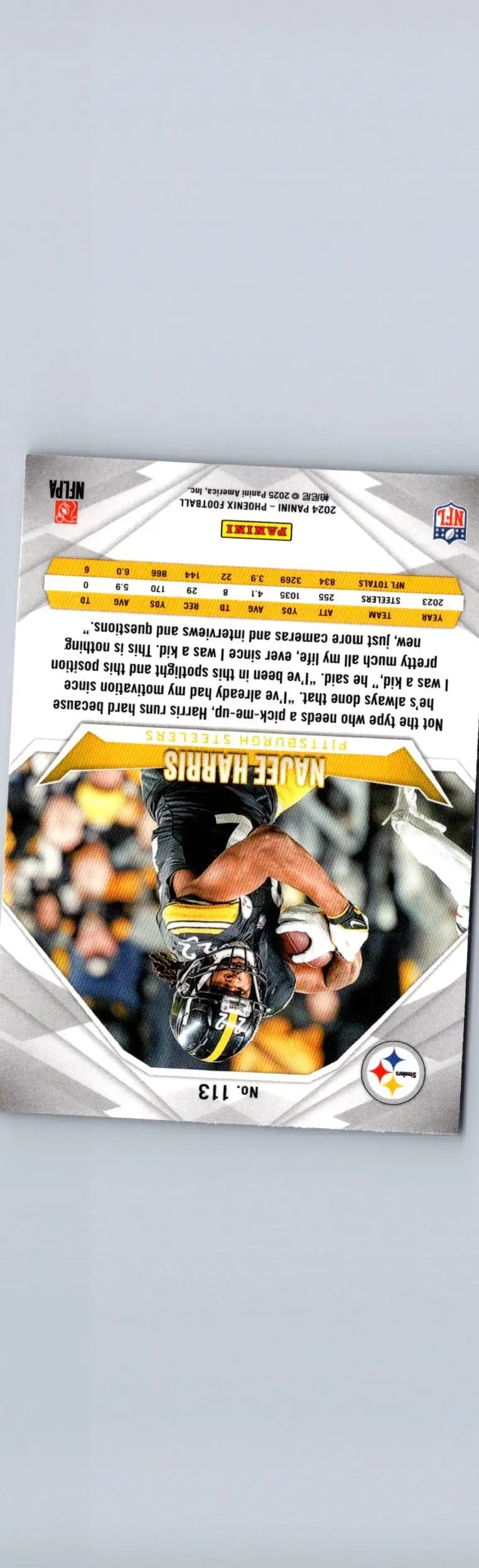 Najee Harris football card from 2024 Panini Phoenix series featuring Najee Harris