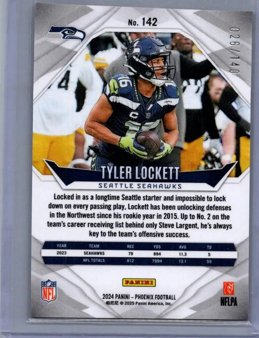 Tyler Lockett football card 2024 Panini Phoenix Tyler Lockett Red Hyper #/140