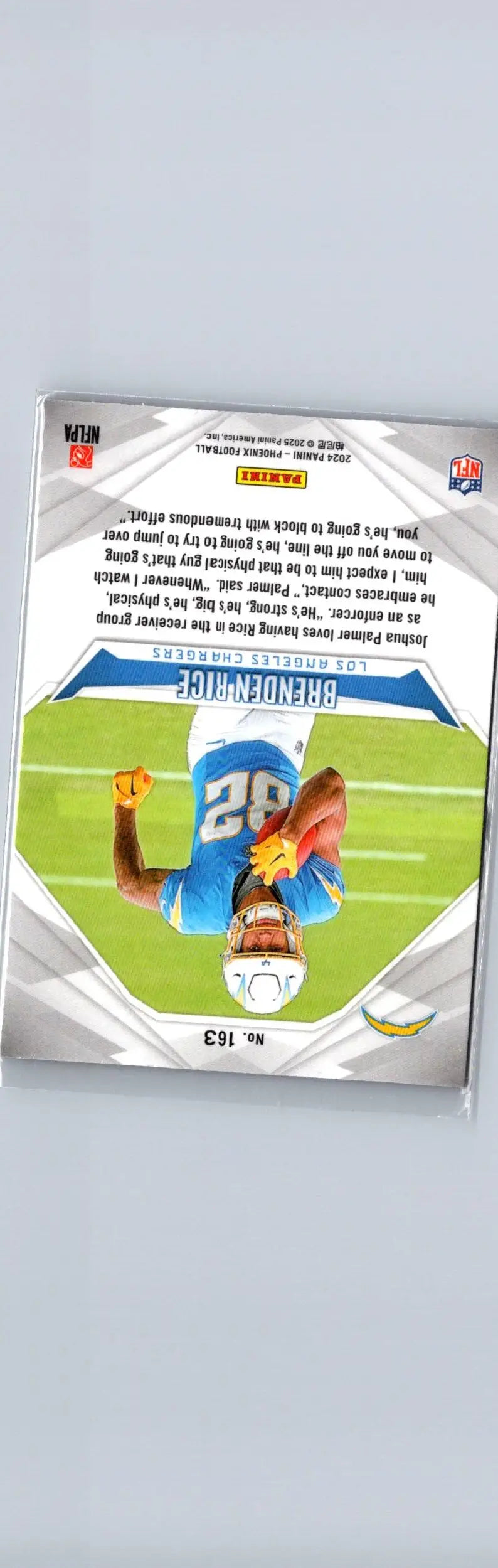 Football trading card featuring Brenden Rice Lazer from 2024 Panini Phoenix series