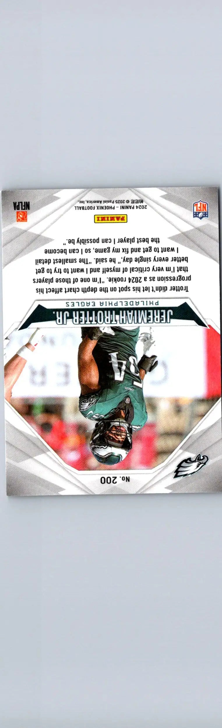 Upside-down Jeremiah Trotter Jr Panini Phoenix football card 2024 product image