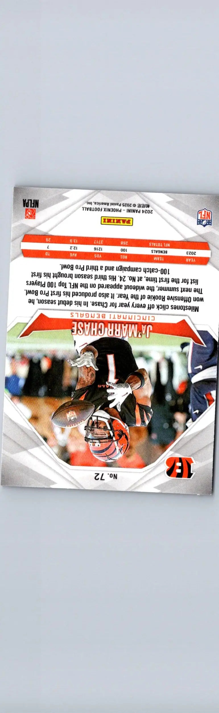 2024 Panini Phoenix Ja’Marr Chase football card showcasing collectible football card