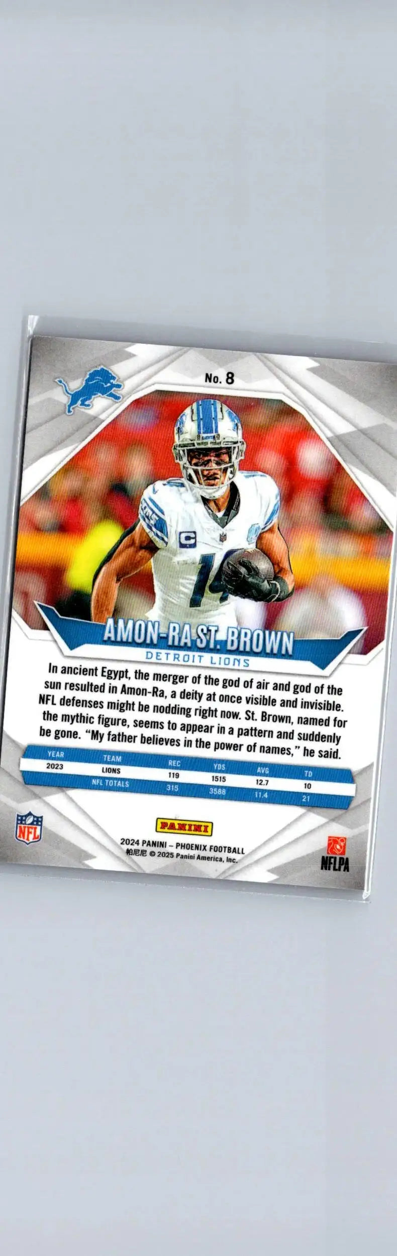 Amon-Ra St. Brown football card 2024 Panini Phoenix Brown Purple Fade product