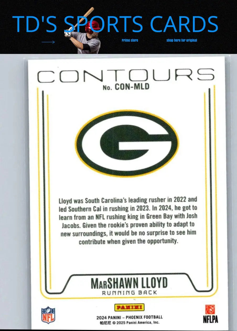 MarShawn Lloyd football card from Panini Phoenix 2024 Contours series featuring MarShawn Lloyd
