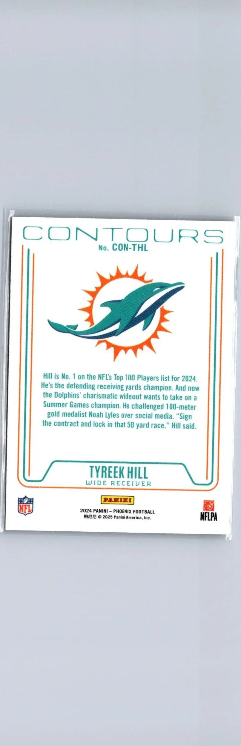 Tyreek Hill football card from 2024 Panini Phoenix Tyreek Hill Contours series