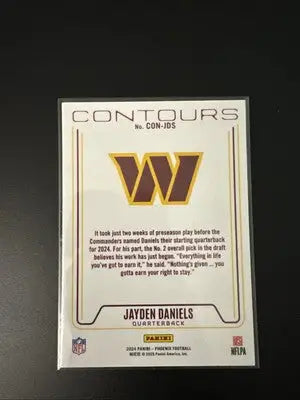 Jayden Daniels NFL trading card from Panini Phoenix Football 2024 Contours Rookie RC