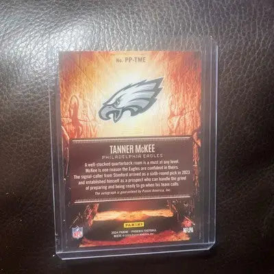 Philadelphia Eagles Tanner McKee Panini Phoenix Football trading card for collectors