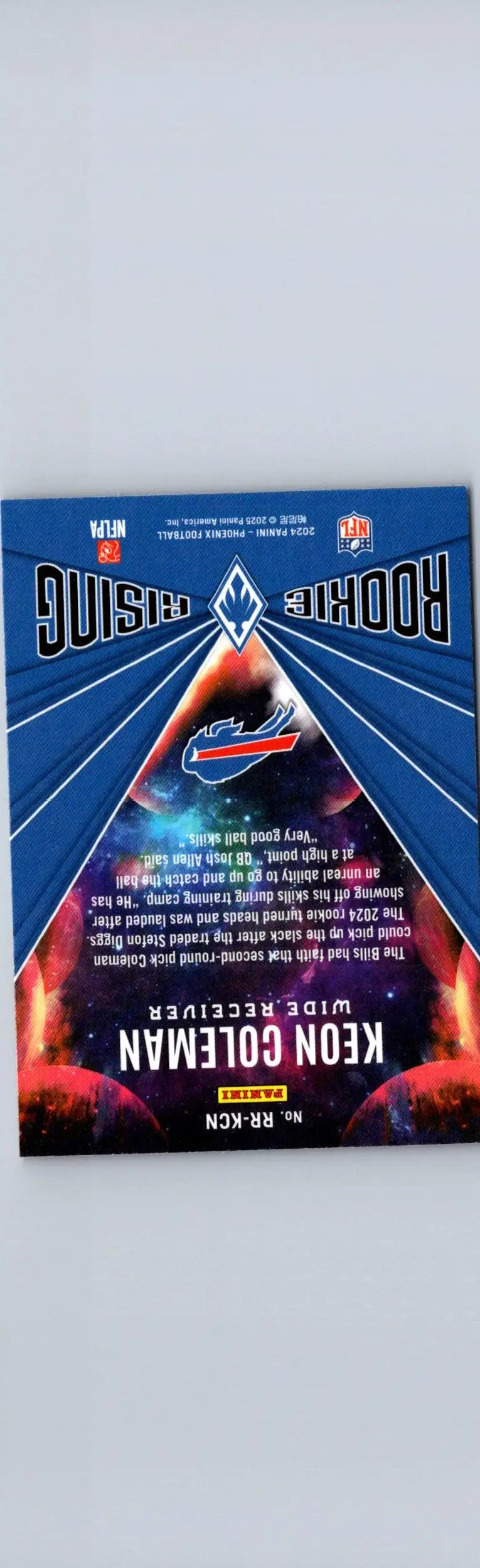 Keon Coleman rookie card from 2024 Panini Phoenix Coleman Rookie Rising series