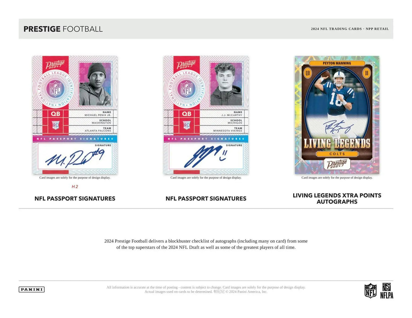 Football trading cards from the 2024 Panini Prestige Football Blaster set