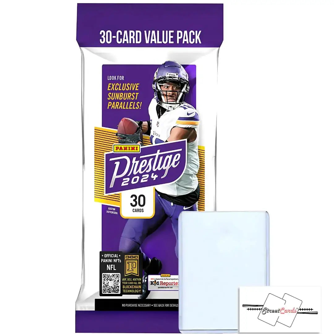 2024 Panini Prestige Football NFL Jumbo Value Pack with trading cards and StreetCards magnet