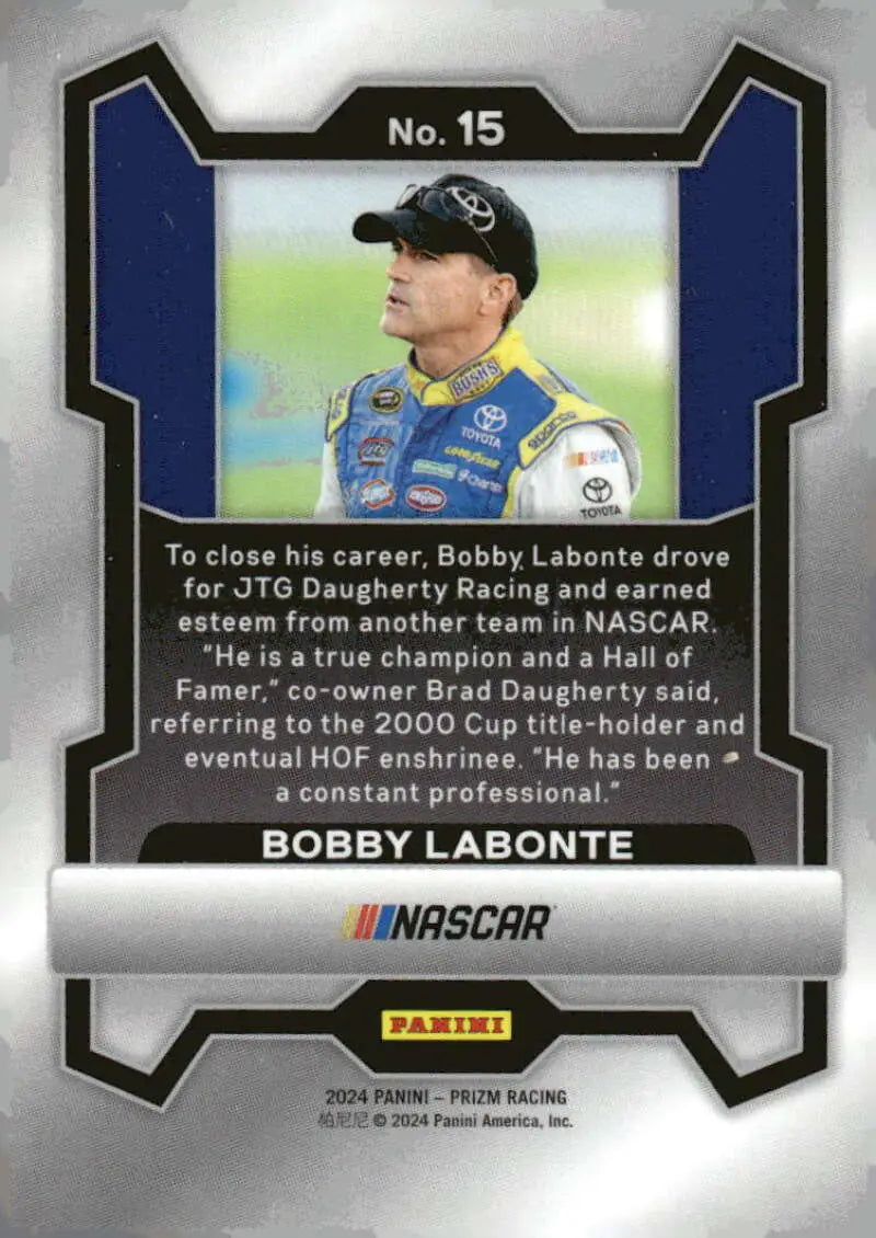 Bobby Labonte NASCAR trading card featuring Baked Beans and Toyota Racing elements
