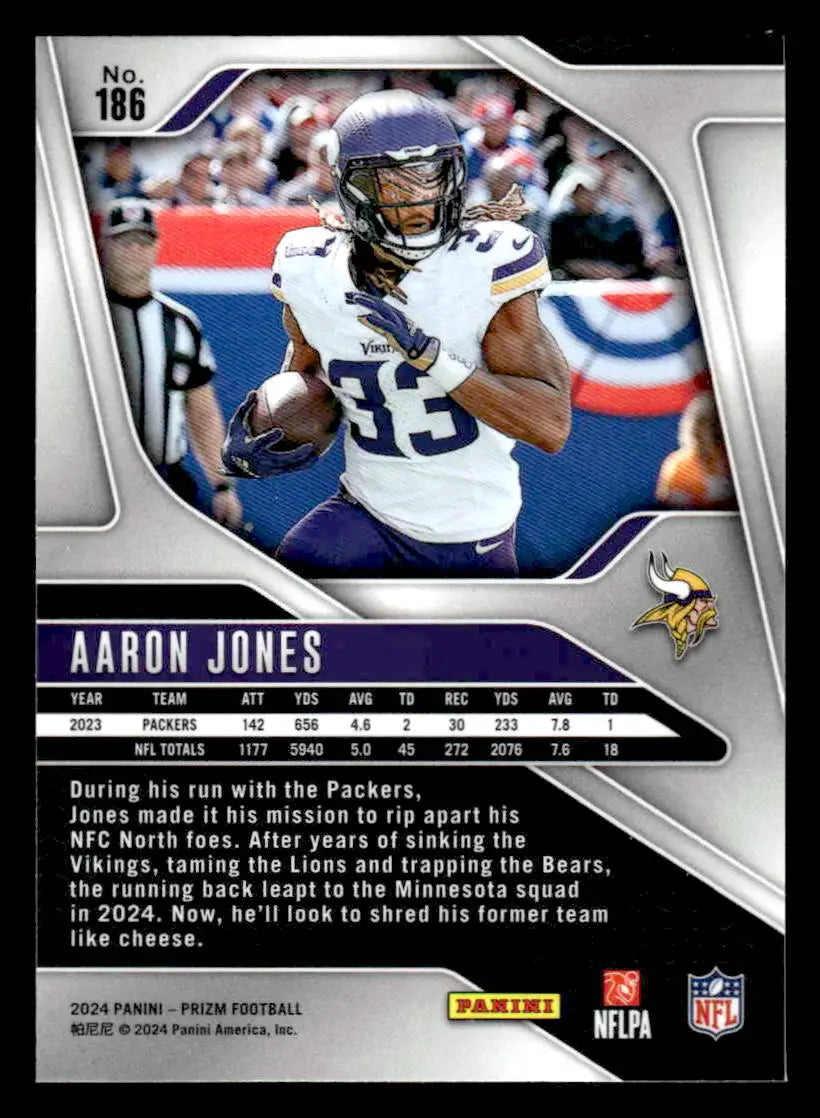 2024 Panini Prizm Aaron Jones football trading card Minnesota Vikings collectible