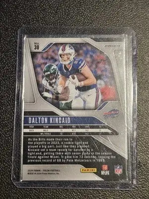 Dalton Kincaid football card featuring 2024 Panini Prizm Kincaid Orange Disco design