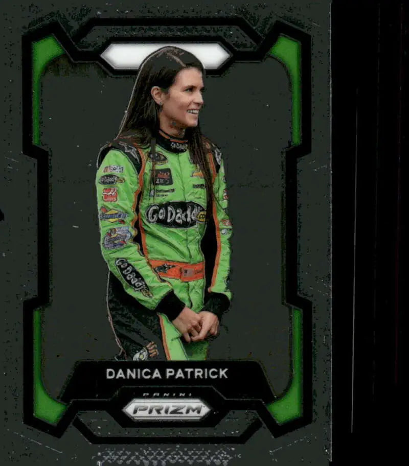 Danica Patrick racing card from 2024 Panini Prizm series featuring GoDaddy.com sponsorship