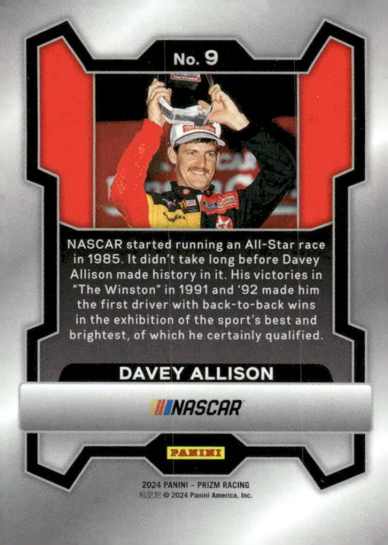 NASCAR trading card of Davey Allison with Texaco Havoline and Robert Yates Racing logos