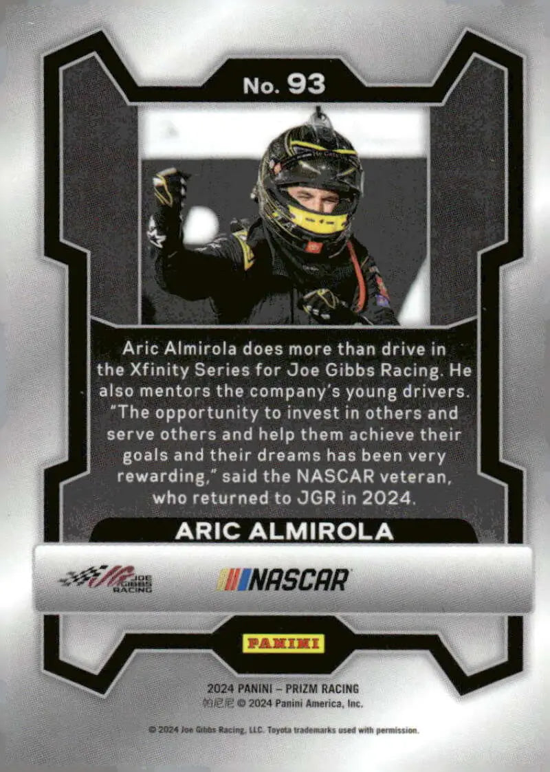 NASCAR trading card featuring Aric Almirola, Panini Prizm 2024, NM-MT condition