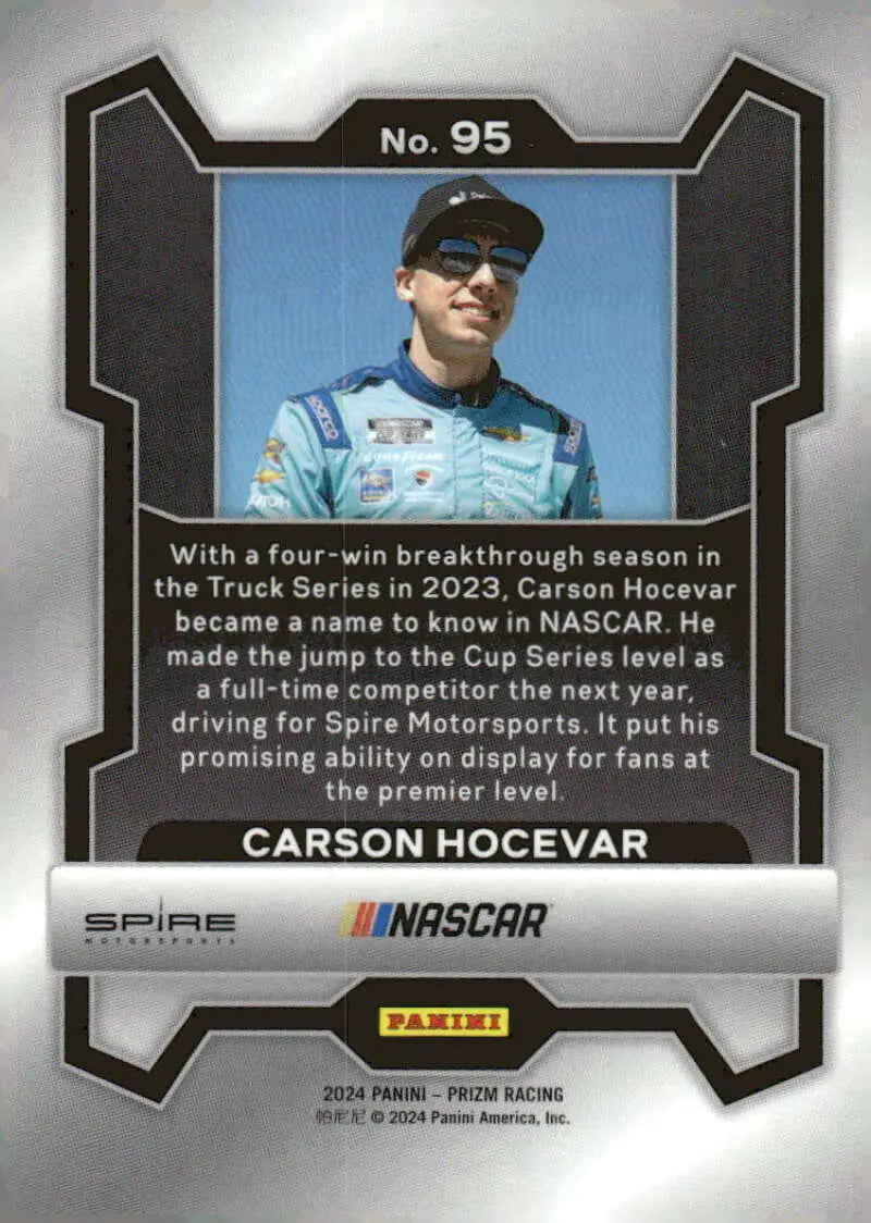 Carson Hocevar NASCAR trading card from Panini Prizm 2024 Spire Motorsports Chevrolet