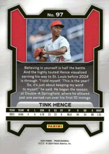 2024 Panini Prizm #97 Tink Hence NM-MT Cardinals original gloss baseball card