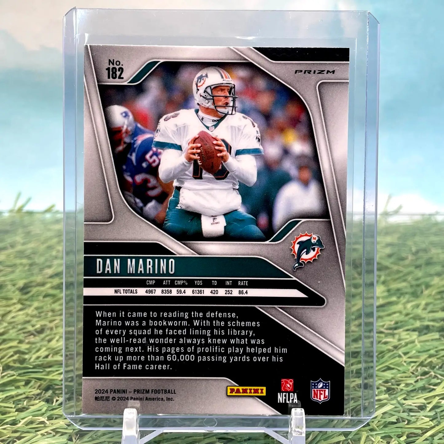 Dan Marino football card from 2024 Panini Prizm Pink Wave Prizm Miami Dolphins