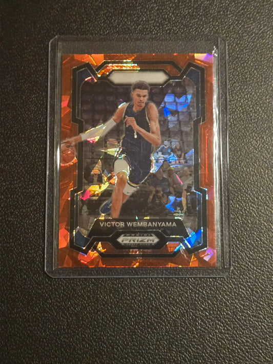 Orange Prizm Victor Wembanyama rookie basketball card from 2024 Panini Prizm Draft Picks