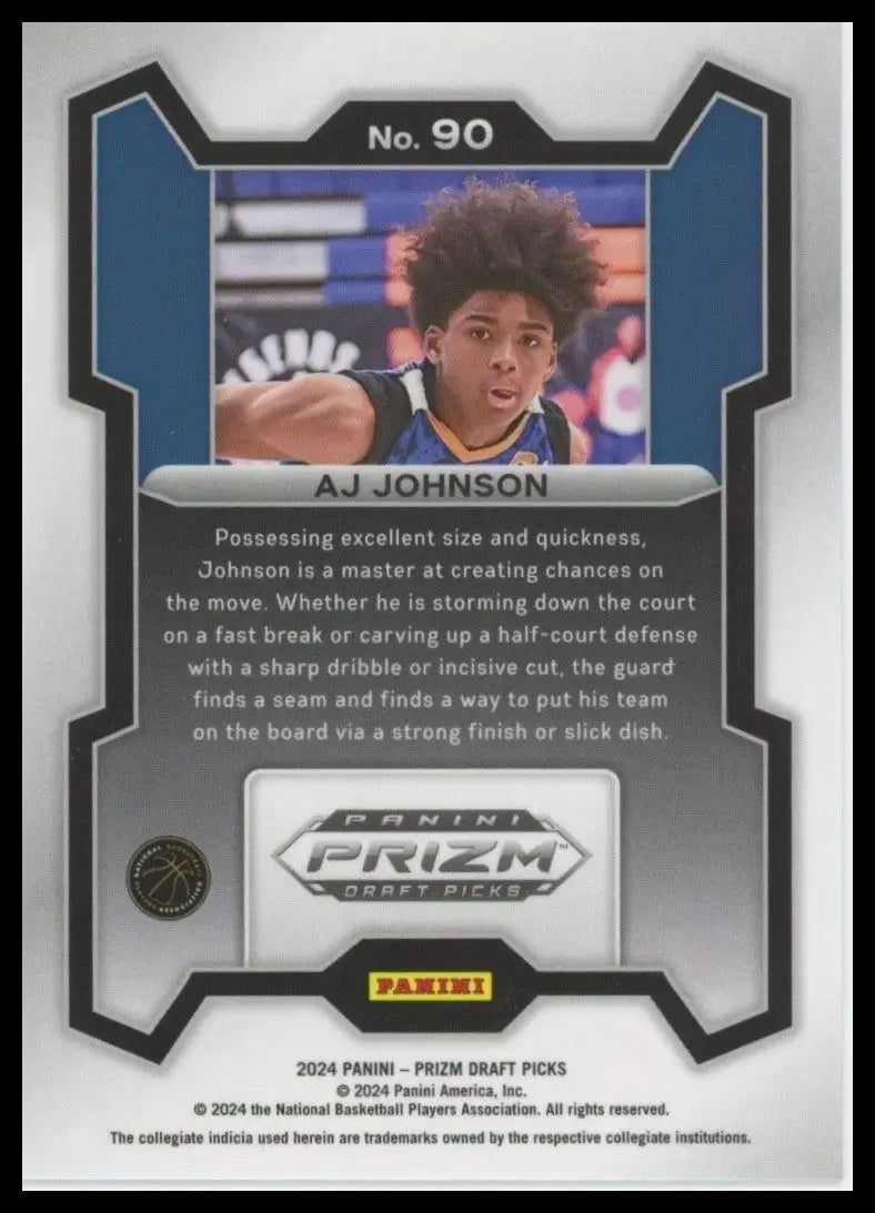 2024 Panini Prizm Draft Picks AJ Johnson #90 Rookie Basketball Card NCAA Sports - Basketball Card