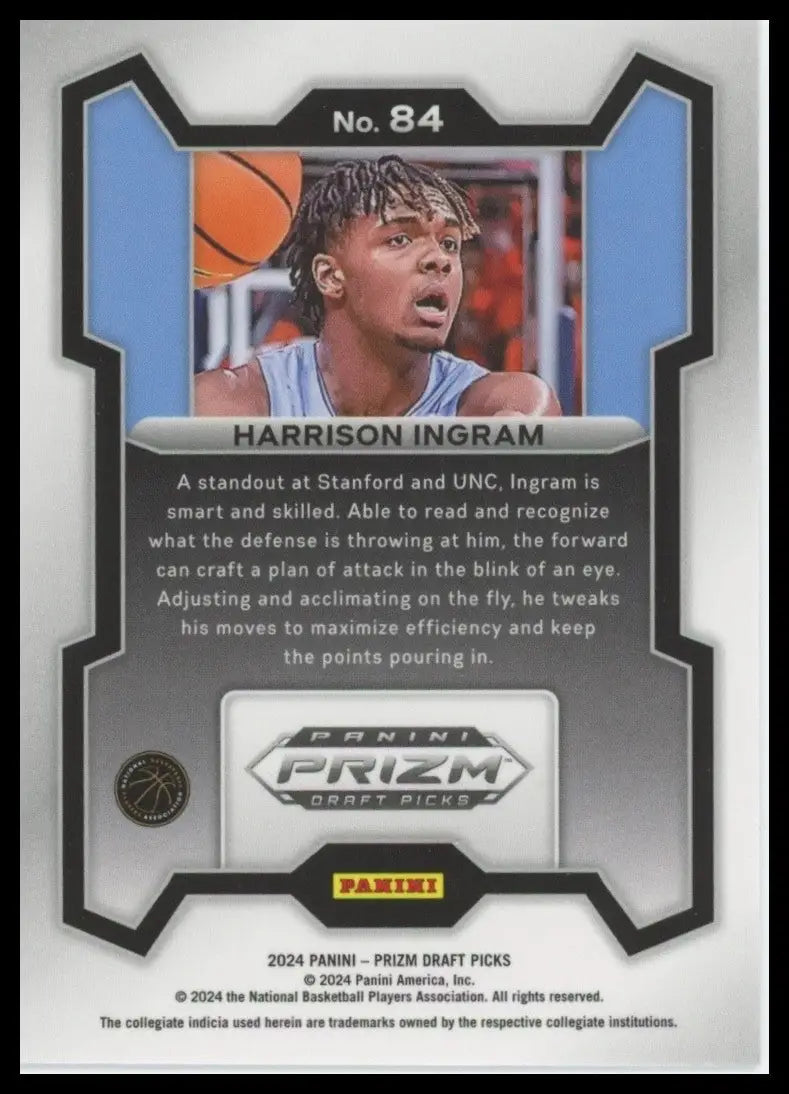 2024 Panini Prizm Draft Picks Harrison Ingram #84 Rookie Basketball Card NCAA
