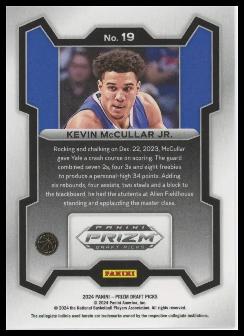 2024 Panini Prizm Draft Picks Kevin McCullar Jr #19 Rookie Basketball Card NCAA