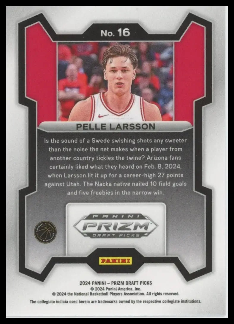 2024 Panini Prizm Draft Picks Pelle Larsson #16 Rookie Basketball Card NCAA