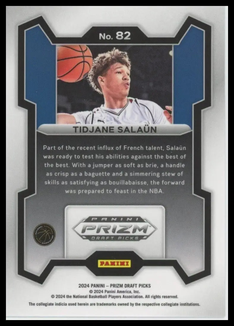 2024 Panini Prizm Draft Picks Tidjane Salaun #82 Rookie Basketball Card NCAA