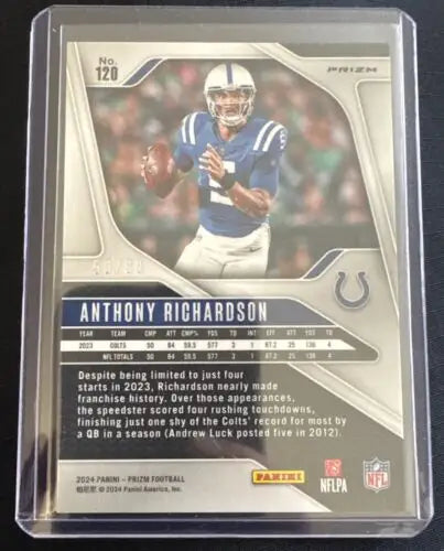 2024 Panini Prizm NFL Orange Wave football card of Anthony Richardson, 50/60 Colts