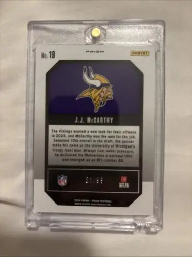 J.J. McCarthy football card 2024 Panini Prizm JJ McCarthy rookie RC emergent blue cracked ice