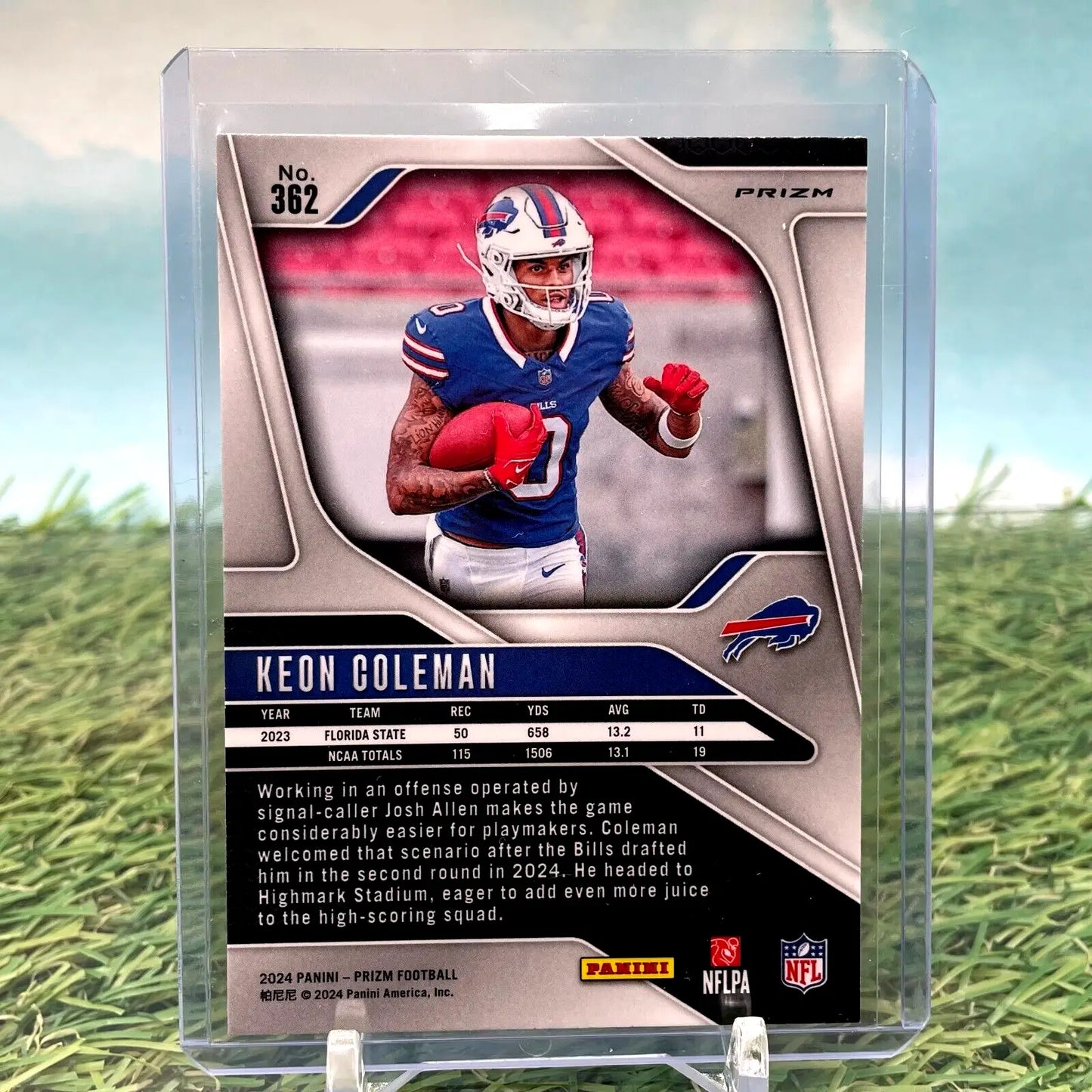 Keon Coleman 2024 Panini Prizm Orange Disco Prizm Rookie football card Buffalo Bills