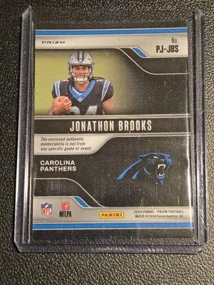 Jonathon Brooks football card from 2024 Panini Prizm Brooks Premier Jerseys series