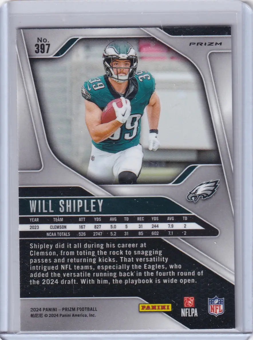 2024 Panini Prizm Purple Pulsar #397 Will Shipley - Philadelphia Eagles