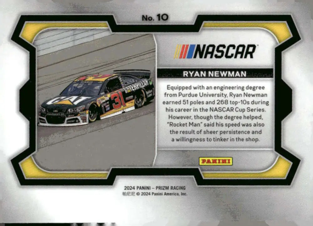 NASCAR trading card of Ryan Newman from 2024 Panini Prizm Rides by Richard Childress Racing