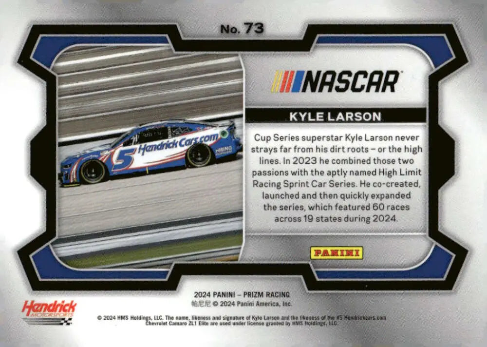 Kyle Larson Panini Prizm Rides NASCAR trading card at Hendrick Motorsports