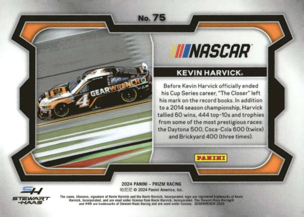 Kevin Harvick NASCAR trading card featuring Stewart-Haas Racing and Ford Racing graphics