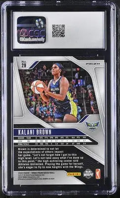 Graded Kalani Brown Panini Prizm WNBA basketball card with Blue Velocity design