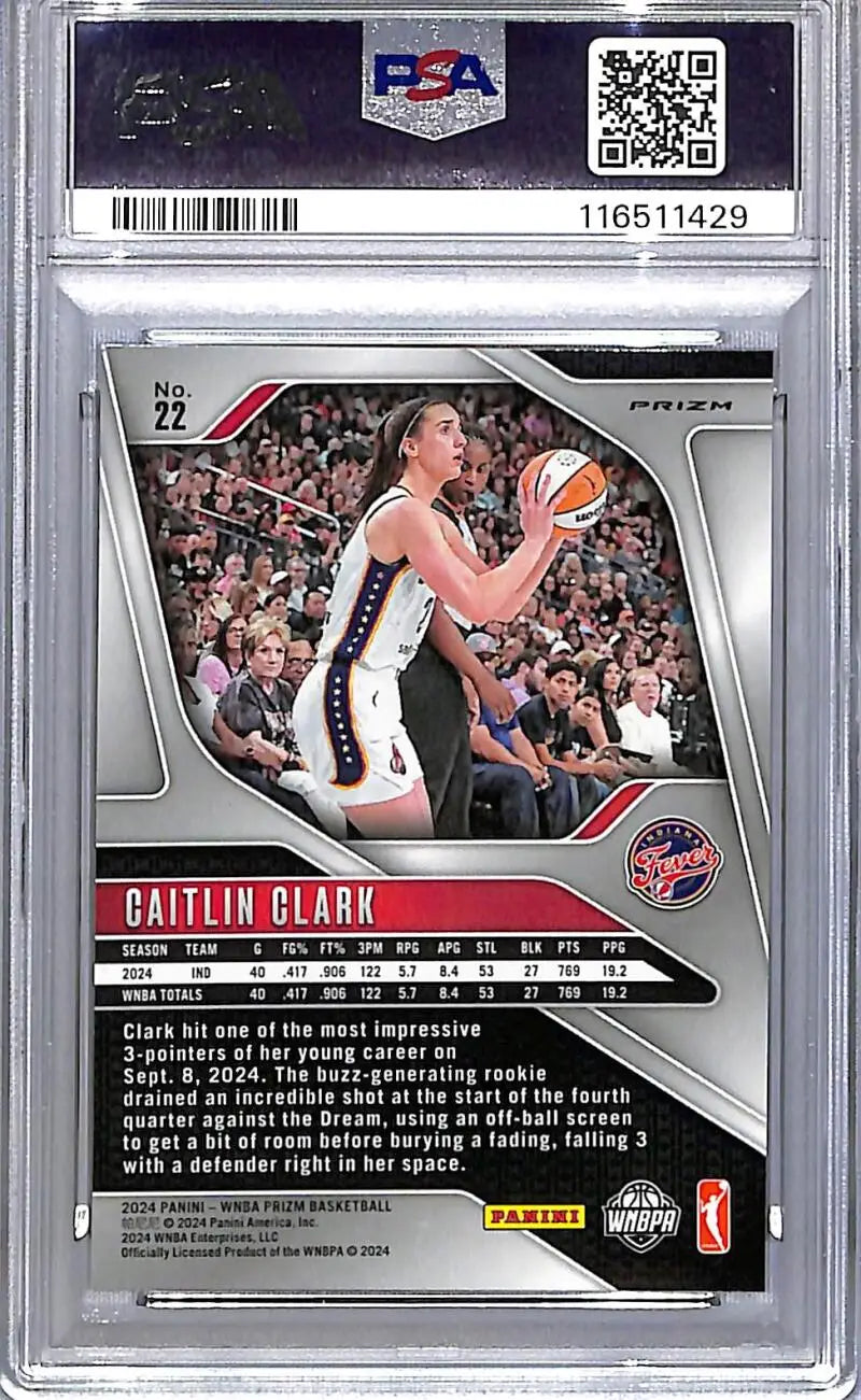 2024 Panini Prizm WNBA Orange Ice #22 Caitlan Clark PSA 9 MINT RC Rookie Indiana Fever