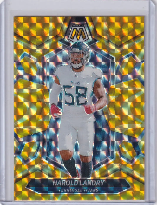 Harold Landry Tennessee Titans football trading card from 2024 Panini Prizm Yellow Reactive series