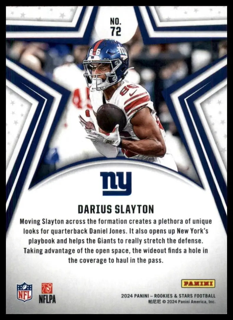 Football trading card featuring Darius Slayton of the New York Giants from 2024 Panini Rookies & Stars